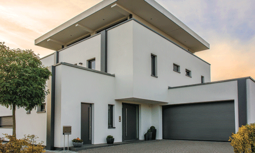 porte de garage enroulable maison cubique